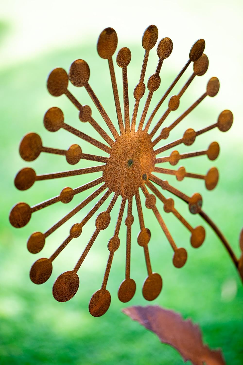Bornhöft Gartenstecker Pusteblume mit lustiger Schnecke aus Edelrost Metall Rost Gartendeko Edelrost