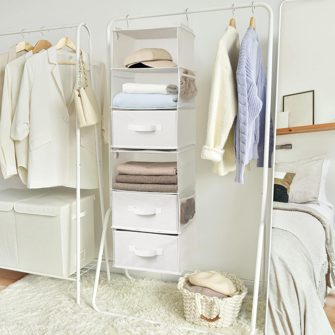 GRANNY SAYS Hängeorganizer Schrank, 1 Stück Hängeregal Stoff mit Schubladen, Weiss Hängeaufbewahrung