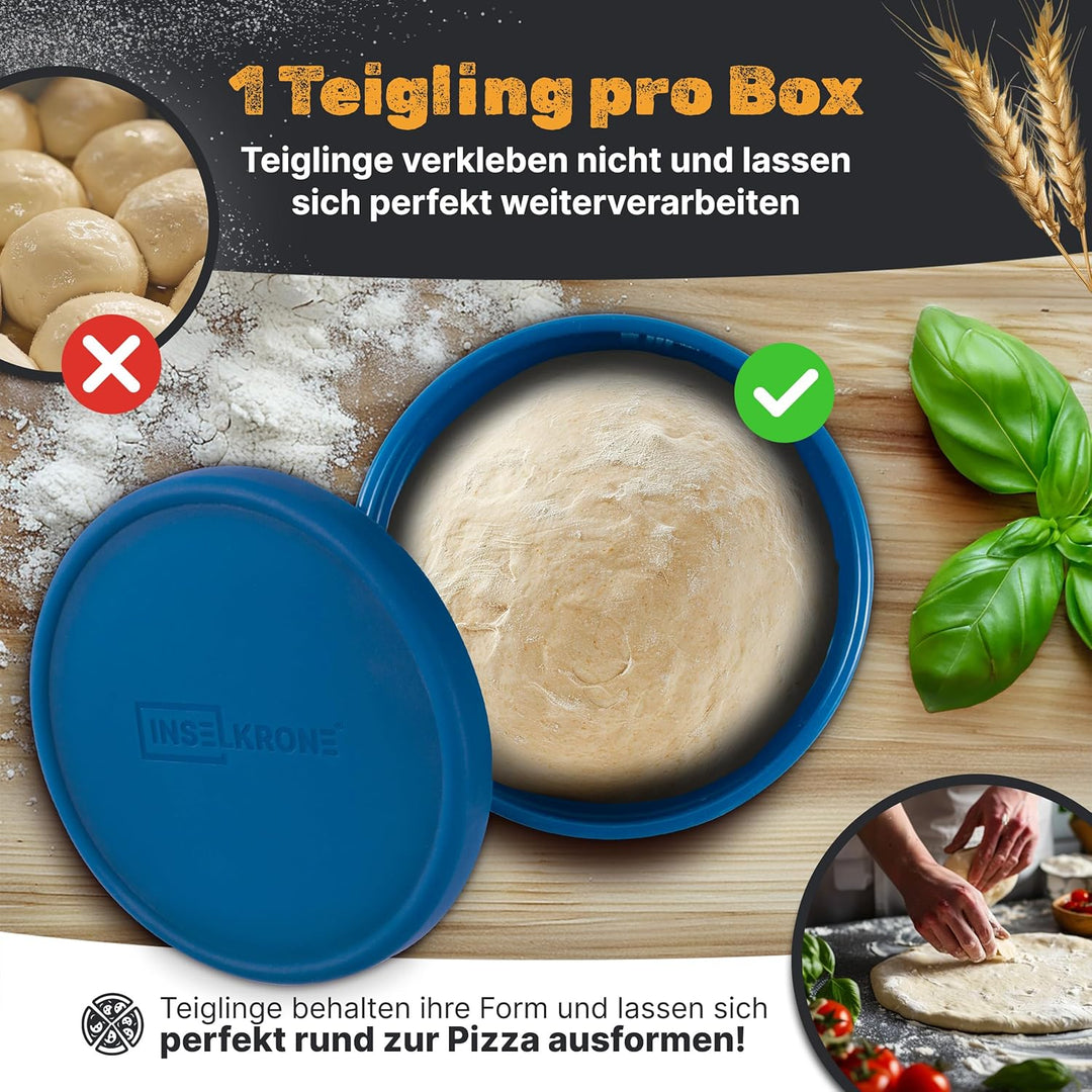 Pizzaballenbox mit Deckel 4er Set - Perfekt als Pizzabox, Gärbox & Teigbox - bis zu 350g Pizzateig B