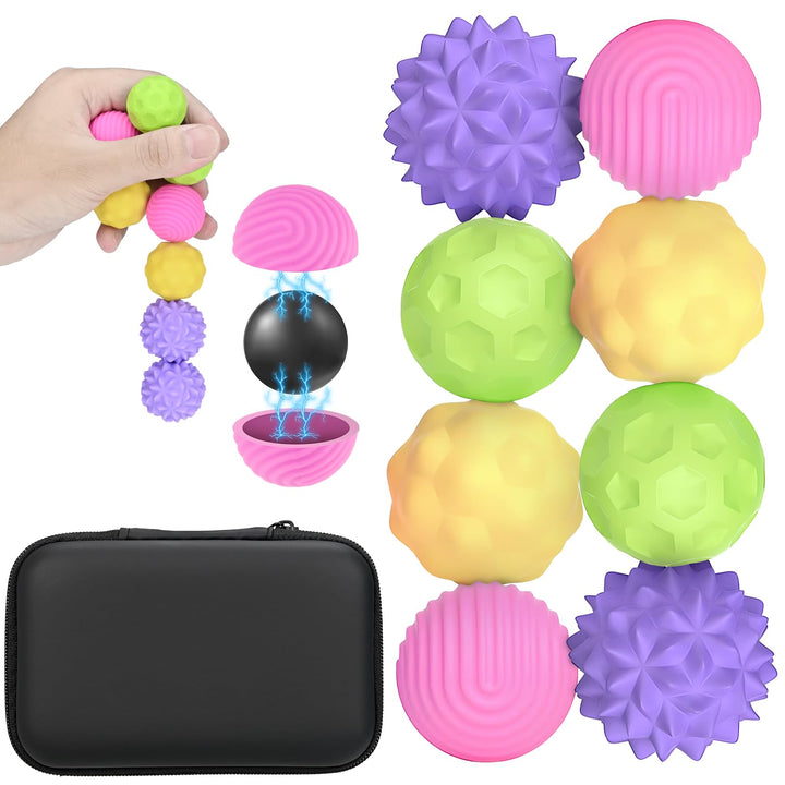 8 Stück Magnetische Fidget Toys,Anti-Stress Spielzeug aus Silikon,Magnetkugeln Stressball Silikon Se