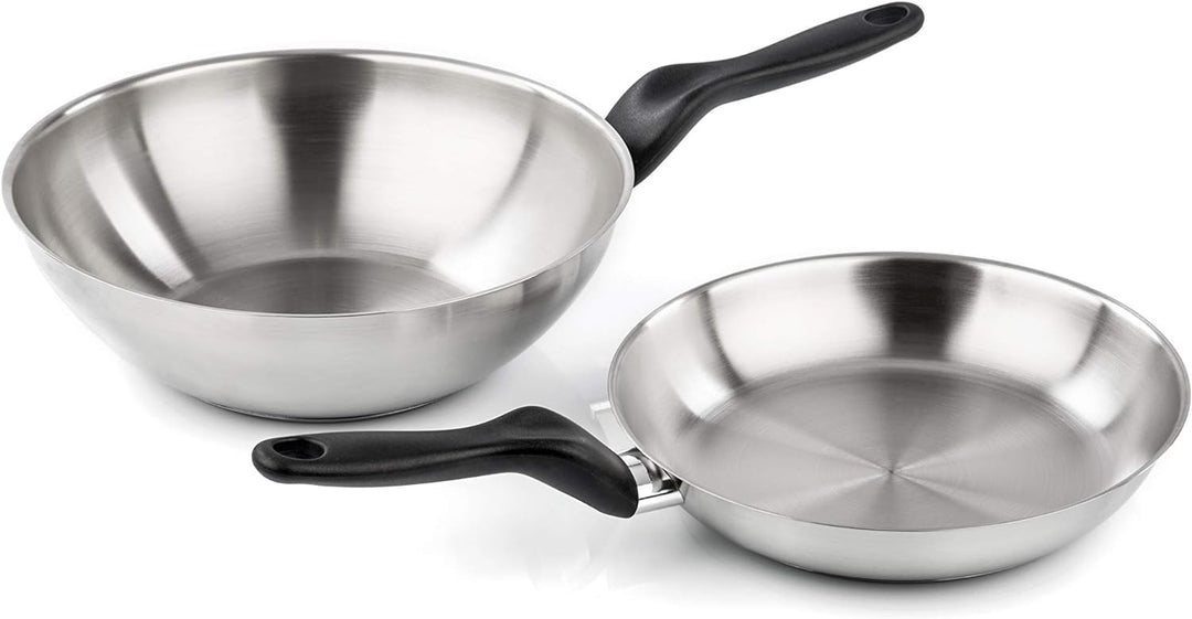 Barazzoni Le Inox Bratpfanne, 24 cm, aus Edelstahl 18/10, Silber, 24 cm ⌀24 cm Pfanne, ⌀24 cm Pfanne