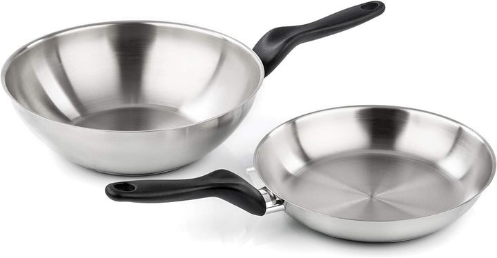 Barazzoni Le Inox Bratpfanne, 24 cm, aus Edelstahl 18/10, Silber, 24 cm ⌀24 cm Pfanne, ⌀24 cm Pfanne