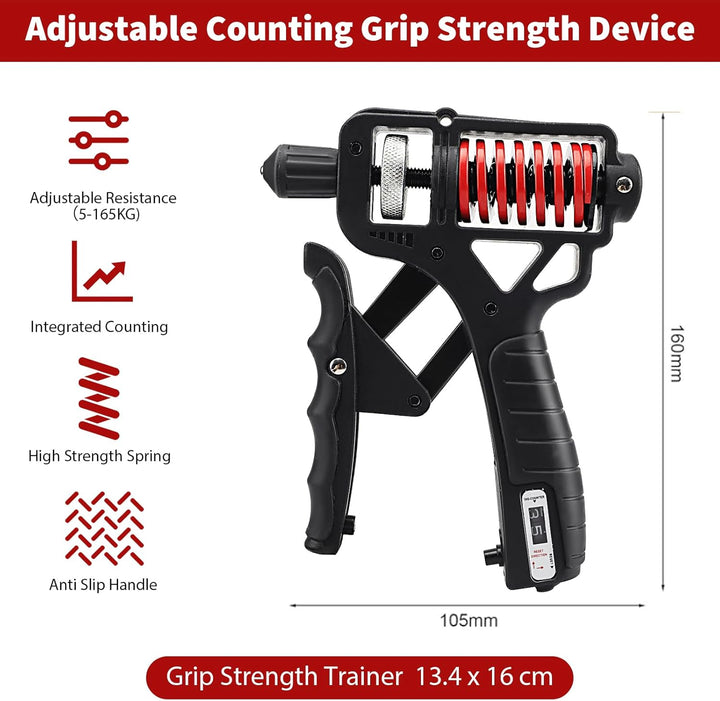 Handtrainer Unterarmtrainer mit einstellbarem Widerstand 5-165kg, Grip Griffkraft Trainer, Fingertra