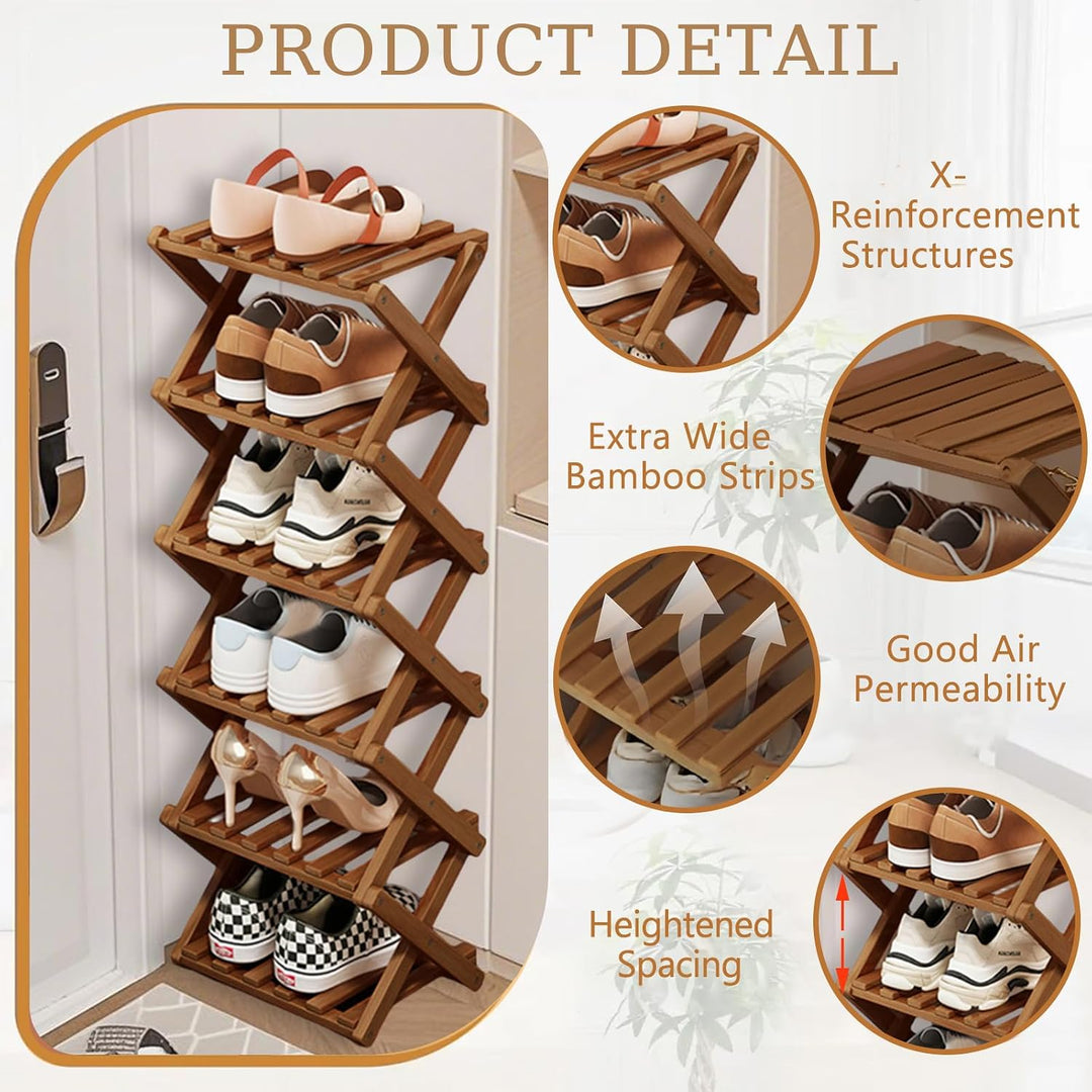 Vertikales faltbares Schuhregal, klein, Schuhregal aus Holz | Hohes schmales Design, schmales Eck-Sc
