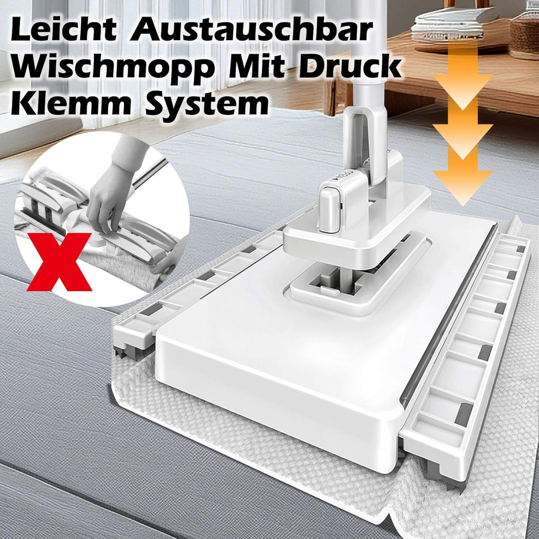 Masthome Wischmopp mit Druck-Klemm-System, Zero Touch EIN-Knopf-Wechsel Wischmopp, Bodenwischer mit