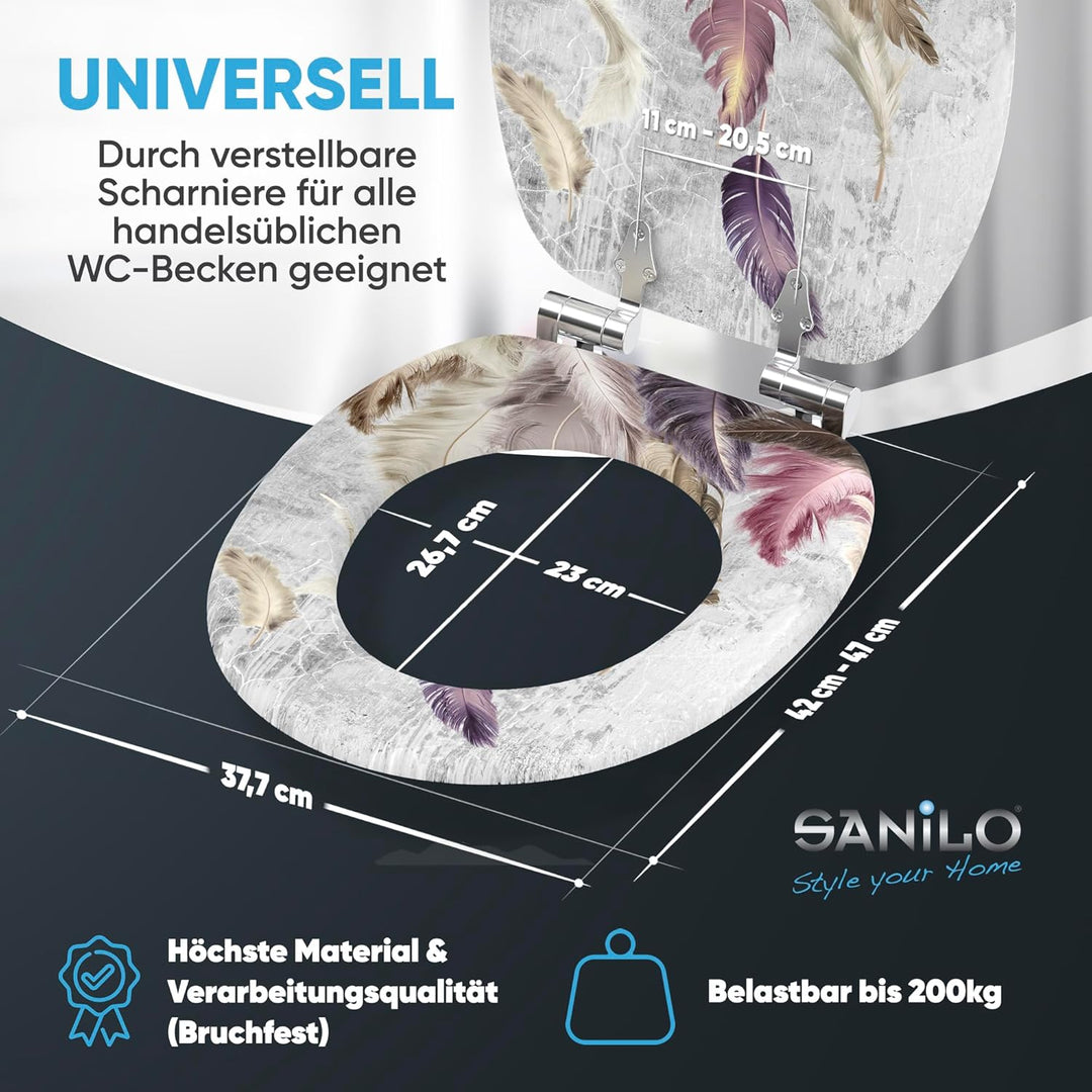 Sanilo WC Sitz mit Absenkautomatik, viele neue Toilettendeckel zur Auswahl, hochwertige Oberfläche,