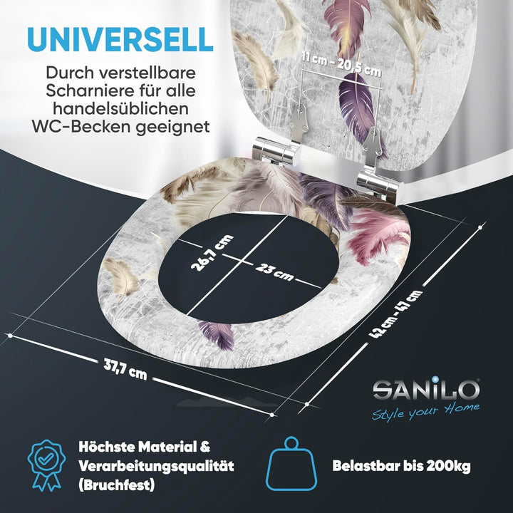 Sanilo WC Sitz mit Absenkautomatik, viele neue Toilettendeckel zur Auswahl, hochwertige Oberfläche,