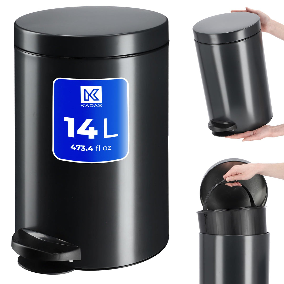 KADAX Tretmülleimer, Mülleimer mit Fassungsvermögen Stahl Kosmetikeimer, Runder Abfalleimer, Elegant