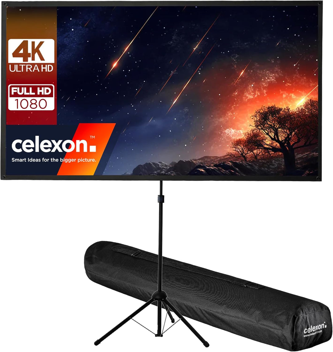 celexon Ultralightweight Stativ-Leinwand 80" | 177x100 cm 16:9 | leichte & kleine tragbare 4K, Full-