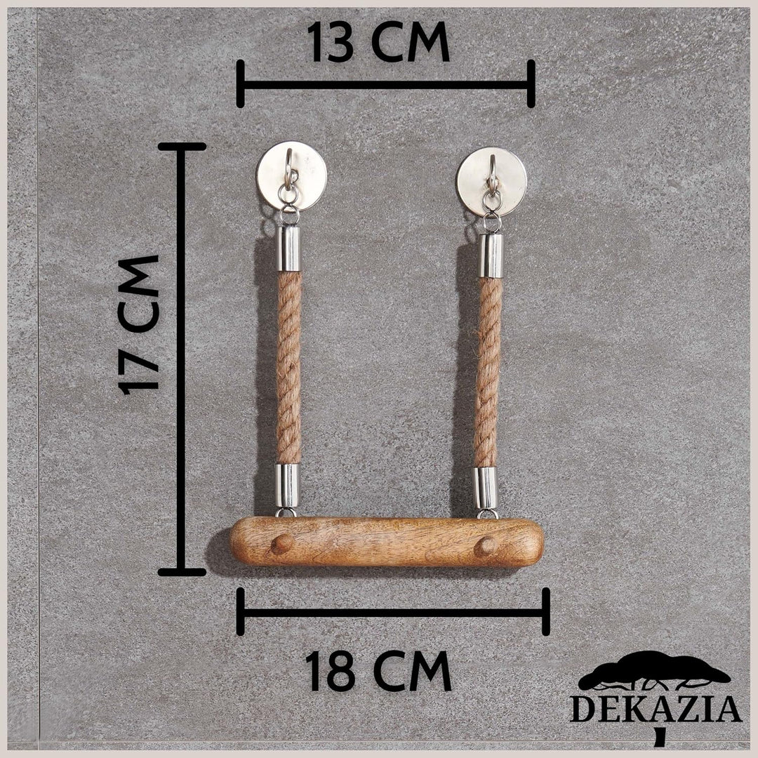 DEKAZIA® Toilettenpapierhalter Seil | Mango Holz | Klopapierhalter für WC/Badezimmer | 100%-fest dur