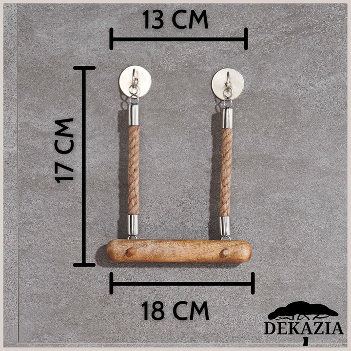 DEKAZIA® Toilettenpapierhalter Seil | Mango Holz | Klopapierhalter für WC/Badezimmer | 100%-fest dur