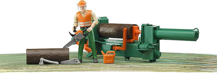 bruder 62650 - Bworld Forstwirtschaftsset - 1:16 Spielzeug-Figur Holz Spaltautomat Holzspalter Walda
