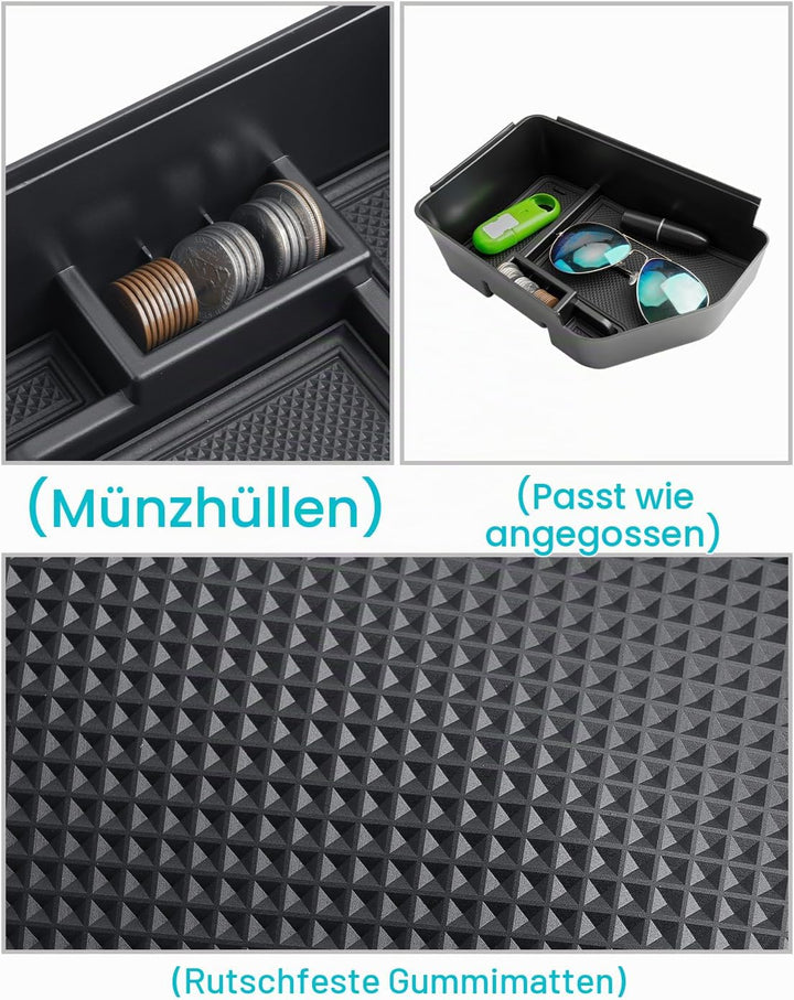 CDEFG [2 Stück] Kompatibel mit Kia EV6 2022-2023 2024 2025 Mittelkonsole Organizer + Armlehne Aufbew