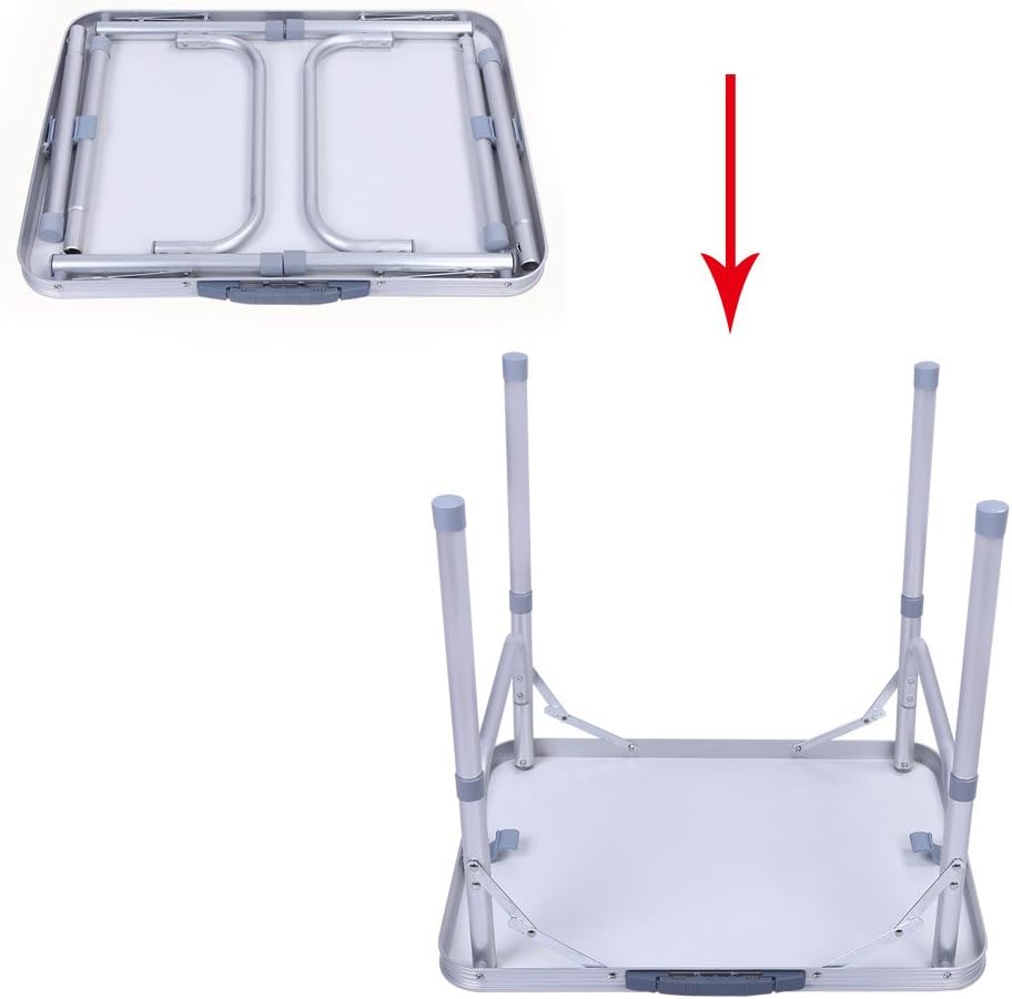 Dioche Klapptisch für Camping und Garten, Picknicktisch mit Tragegriff, aus Aluminium, höhenverstell