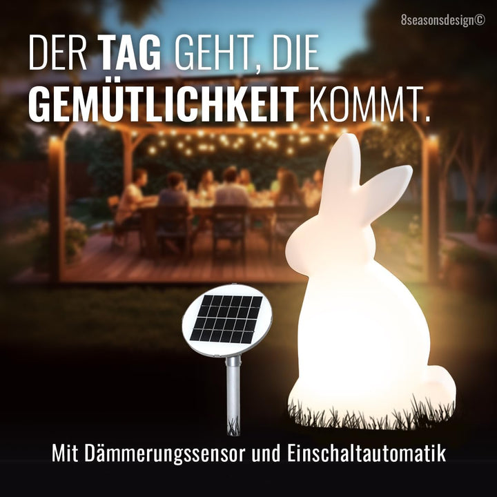 8 seasons design| LED Aussenleuchte Hase Solar Shining Rabbit (50 cm gross, warmweiss, Dämmerungssen