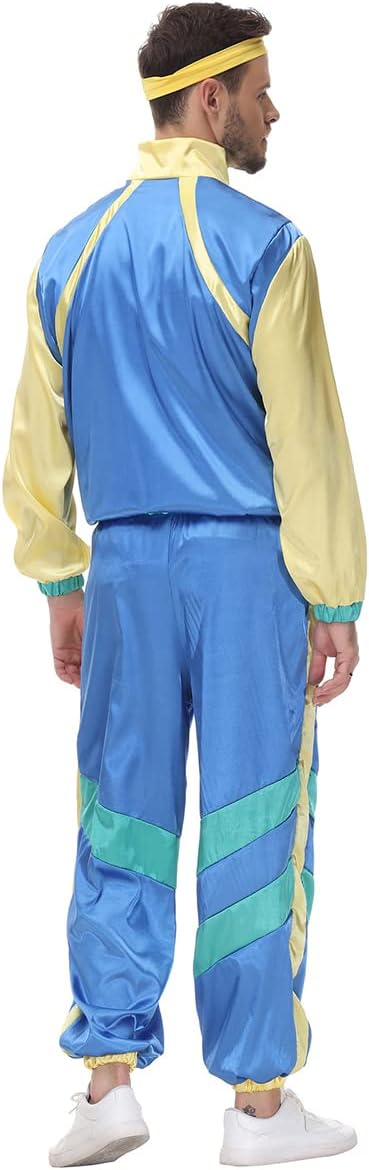 FYMNSI Herren Damen 70er 80er Jahre Outfit Trainingsanzug Jogginganzug Faschingskostüm Halloween Mot