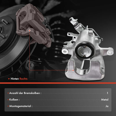 Frankberg Bremssattel Bremszange Hinterachse Rechts Kompatibel mit Caddy III 2KA 2KB 2KH 2KJ 2CA 2CB