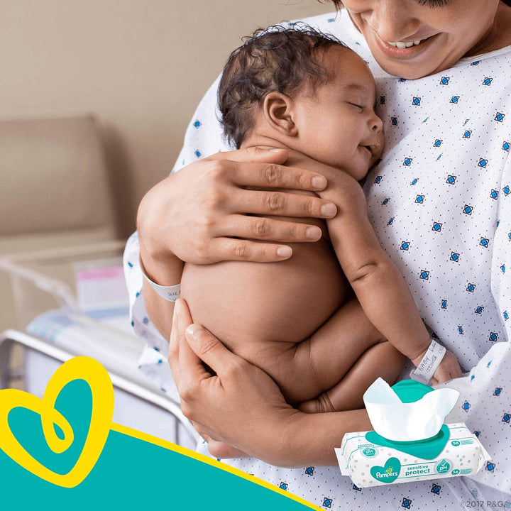 Pampers Sensitive Protect Feuchttücher, 12 Packungen (12 x 52 Stück) (Alte Version) 12 stück (1er Pa