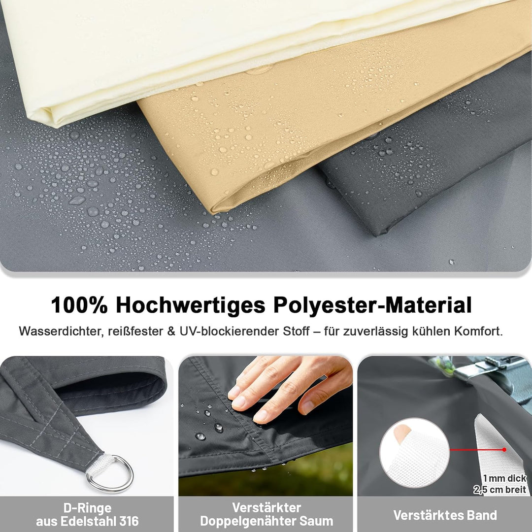 LOVE STORY Sonnensegel Wasserdicht 2x3m Rechteckig PES Polyester Sonnenschutz Windschutz Balkon Terr