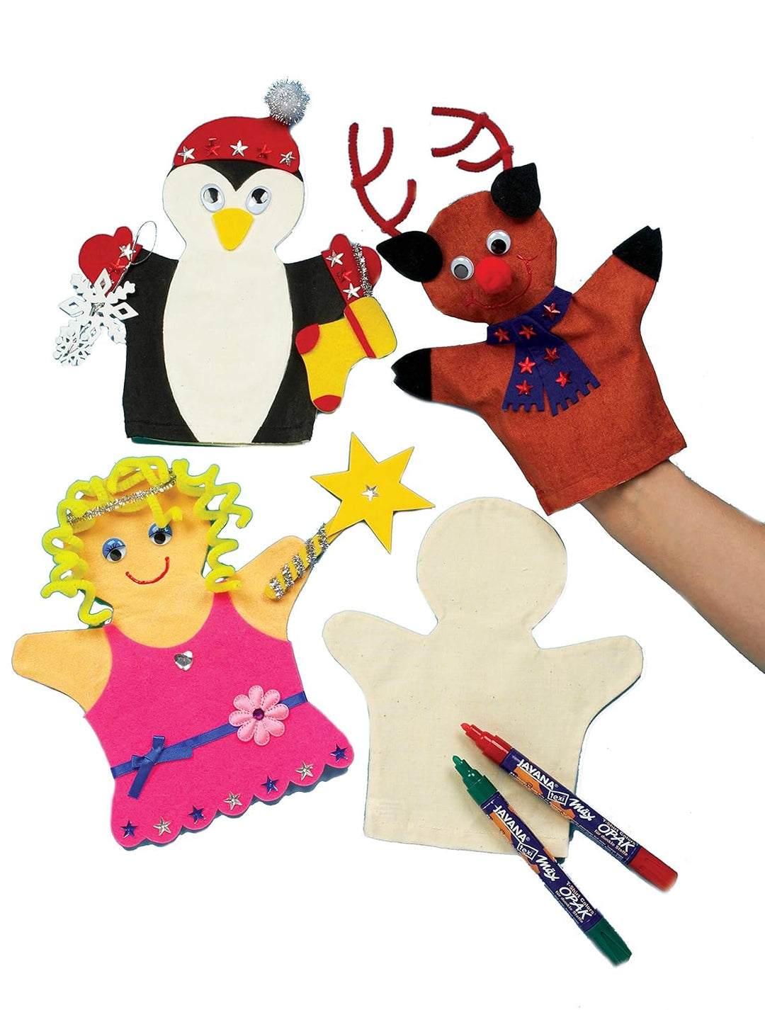 Baker Ross E562 Weisse Handpuppen aus Stoff - zum Basteln und Dekorieren für Kinder - für Puppenspie