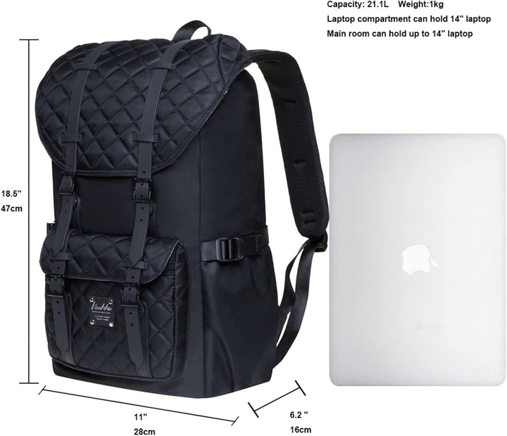 KAUKKO Rucksack Handgepäck Damen Herren Daypack mit Laptopfach für 14 Zoll Notebook für Freizeit Job