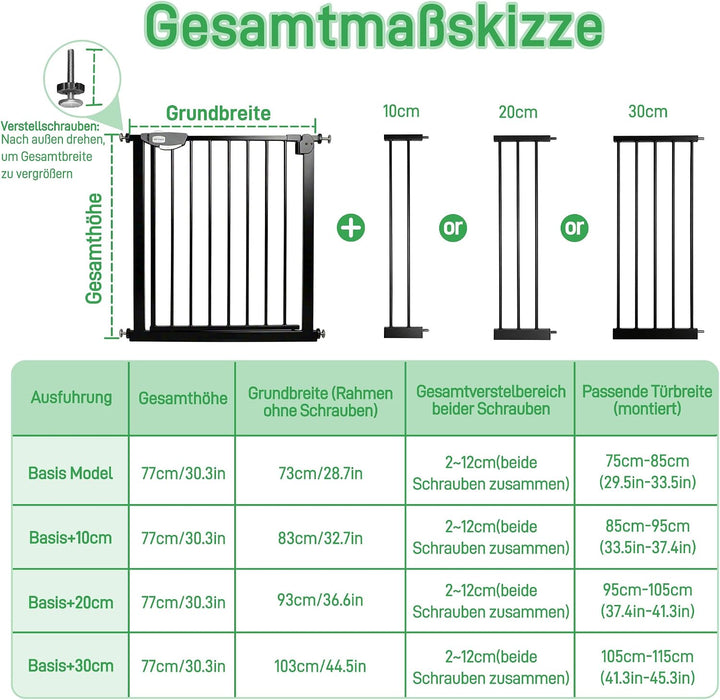 YUENFONG Türschutzgitter Treppenschutzgitter ohne Bohren, 95-105 cm breit Treppengitter Baby Auto-Cl