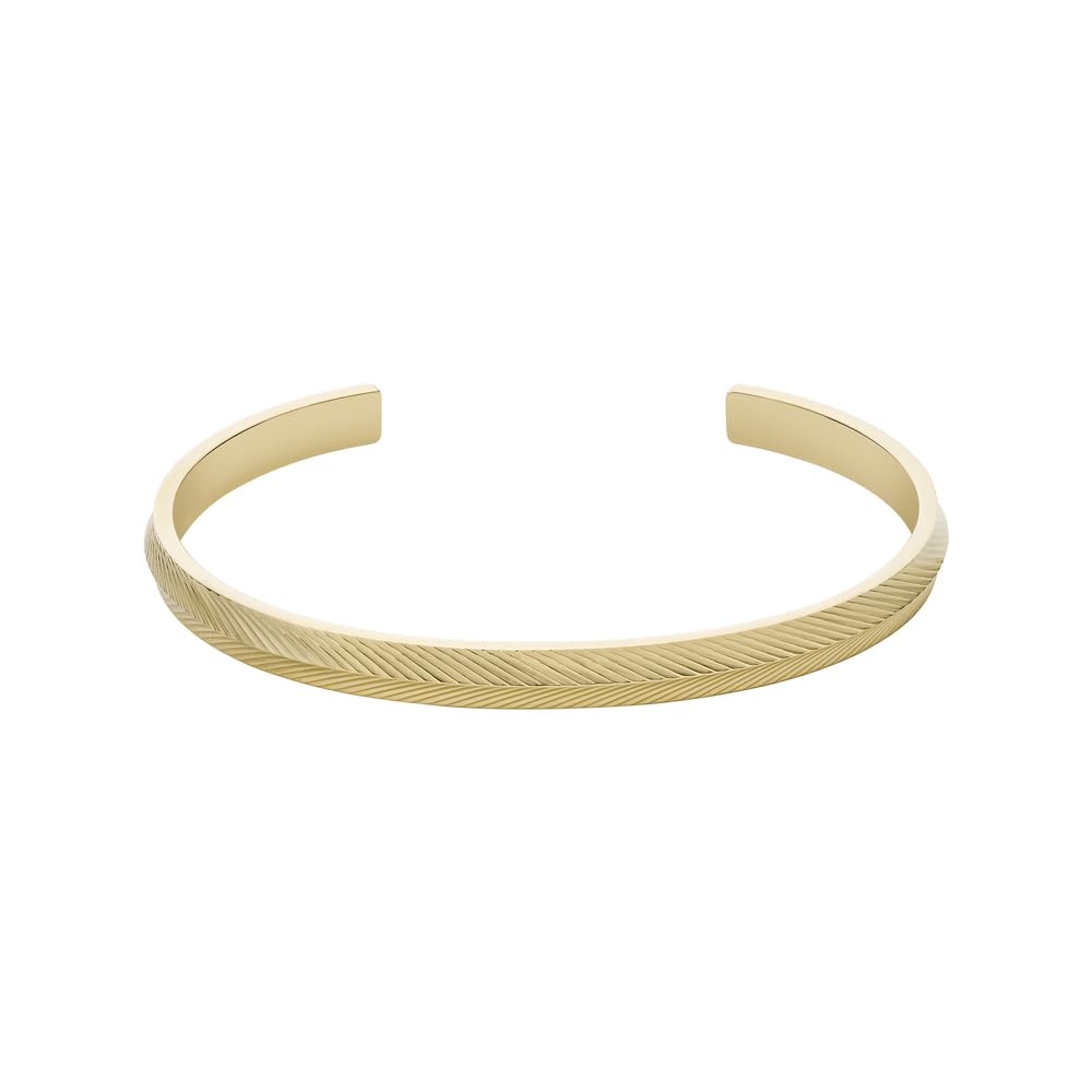 Fossil Damen Edelstahl mit offener Manschette Armspange Bernstein-Gold, Bernstein-Gold