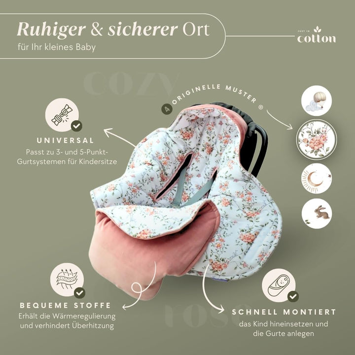 Einschlagdecke Babyschale Kinderwagen: Velours-Bambus-Decke für Autositz, Kinderwagen und Wanne. bab