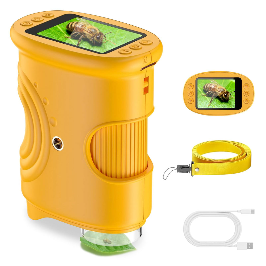 Digitales Mikroskop für Kinder, 1000X Vergrösserung mit 2.0" IPS Bildschirm, USB Wiederaufladbar und