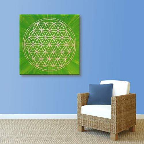 Wandbild Blume des Lebens in Gold "Erfrischung" - Grösse 50cmx50cm - HANDGEMALT - Acrylfarbe auf Lei