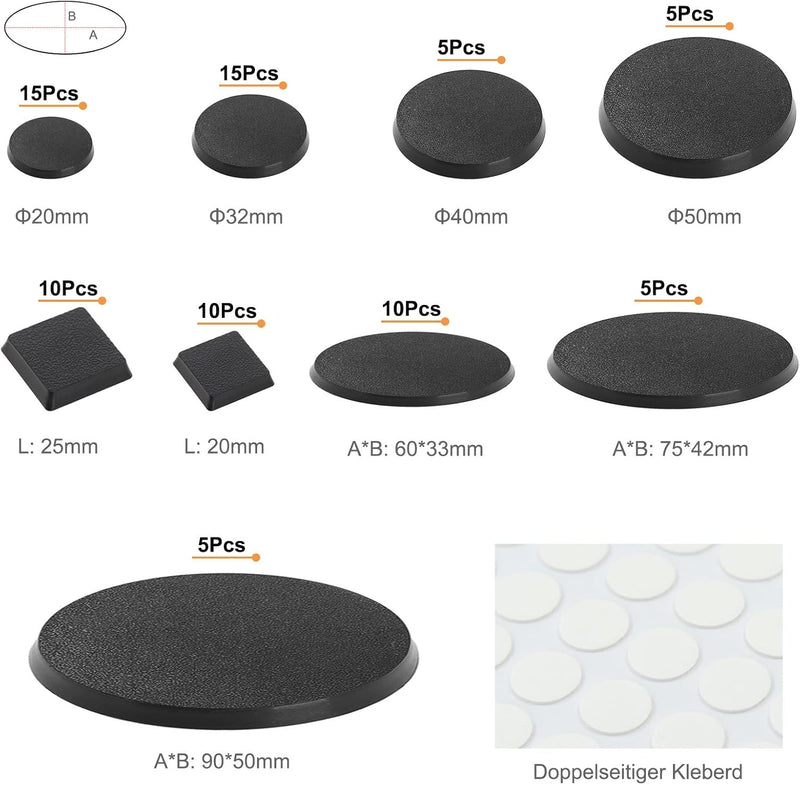 Evemodel Modell Basis rund ovale quadratisch Kunststoff Base für Sandtisch Kriegsspiele Tisch und Mi