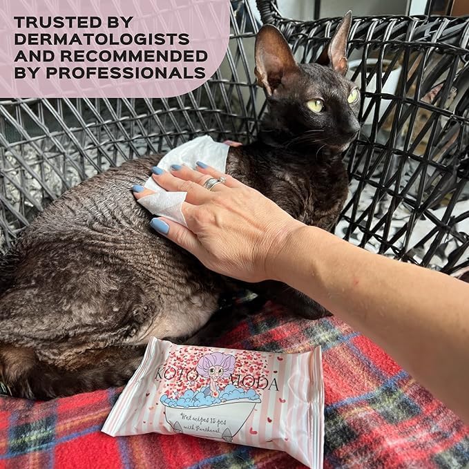 Kotomoda Feuchttücher mit Panthenol für Sphynx Katze für den täglichen Gebrauch (24 Packung/360 Stüc