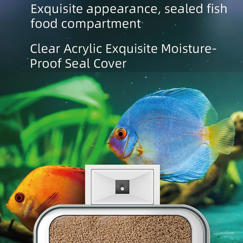 Weytoll Futterautomat für Aquarium, 100 ML WiFi APP Steuerung, Aquarium Feuchtigkeitsbeständig Futte