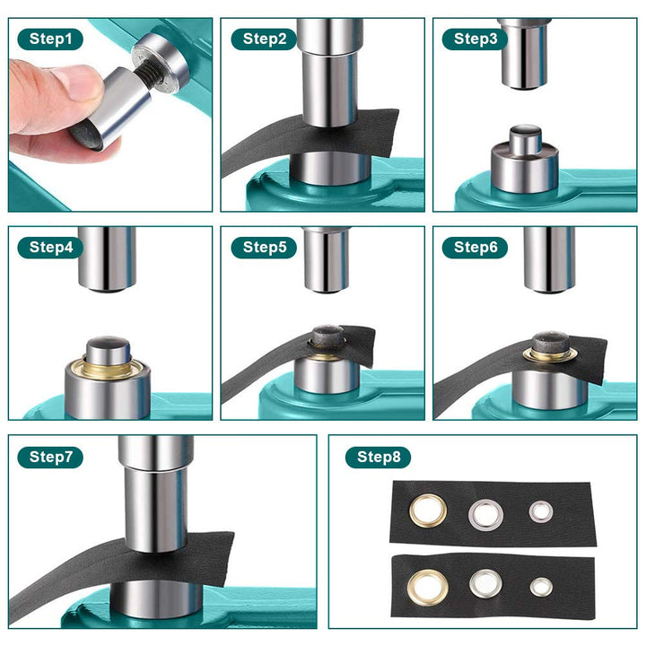 ösenzange für stoffe mit 3 Stanzformen und 900 Ösen, 6/10/12 mm Mehrzweck ösenpresse Set Nietmuttern