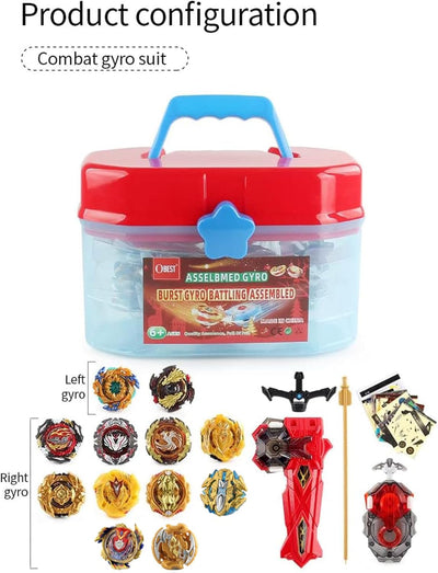 OBEST 12 Stück Kampfkreisel Set für Kinder, Bay Battling Tops Bey Gyros mit 2 Burst Turbo Launcher,