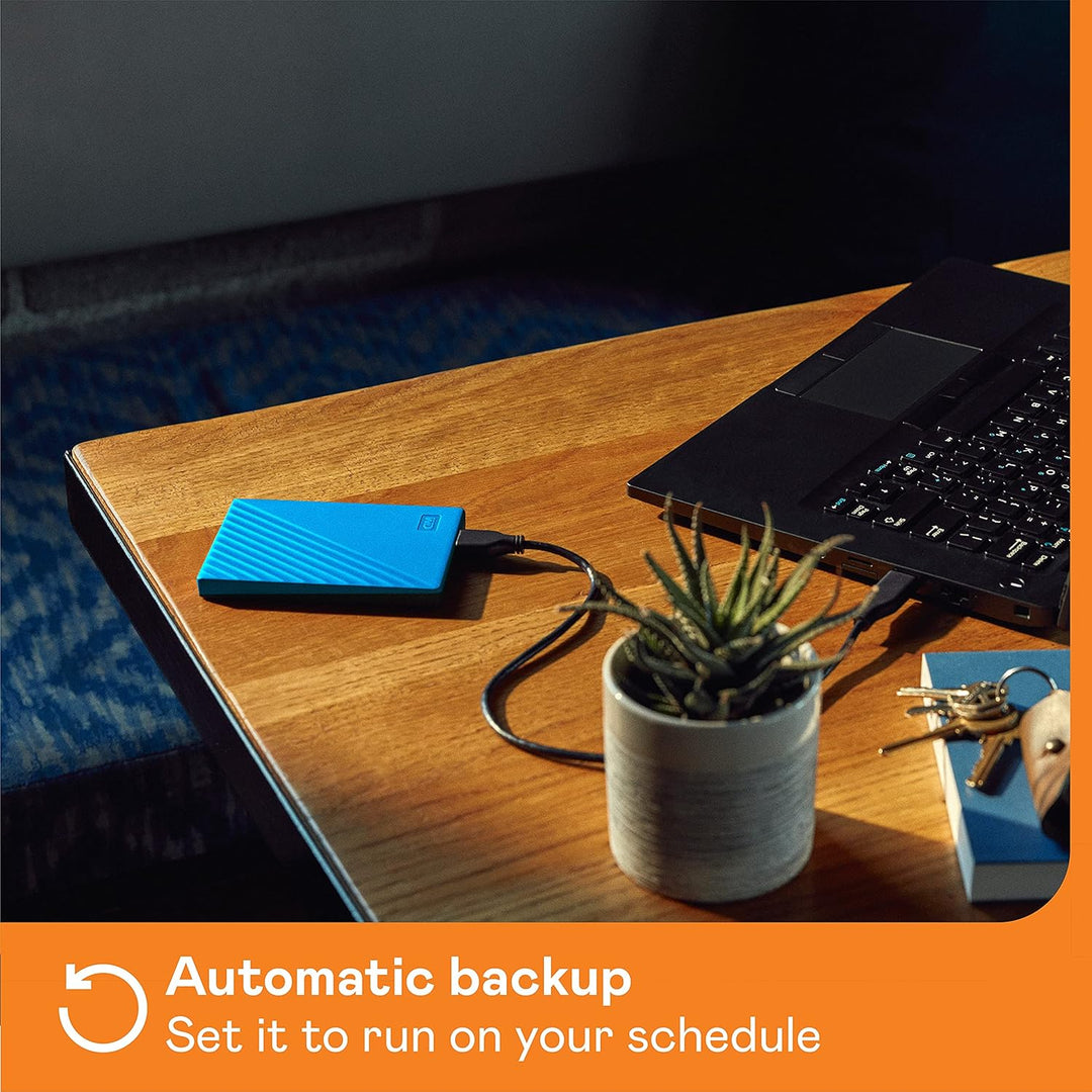 WD My Passport externe Festplatte 2 TB (mobiler Speicher, schlankes Design, herunterladbare Software