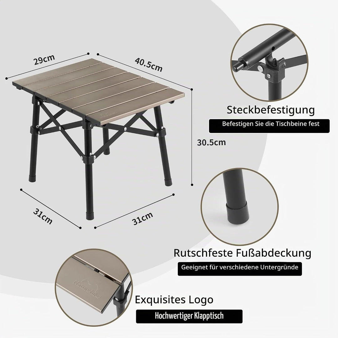 Naturehike Campingtisch Klapptisch aus Aluminium Tragbarer Klappstuhl Ultraleicht Camping Tisch Klei