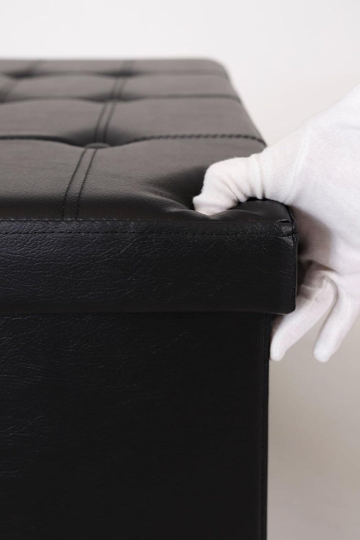 dibea Sitzhocker faltbar max 300 kg Kunstleder, 76x38x38 cm schwarz, 76x38x38 cm Schwarz