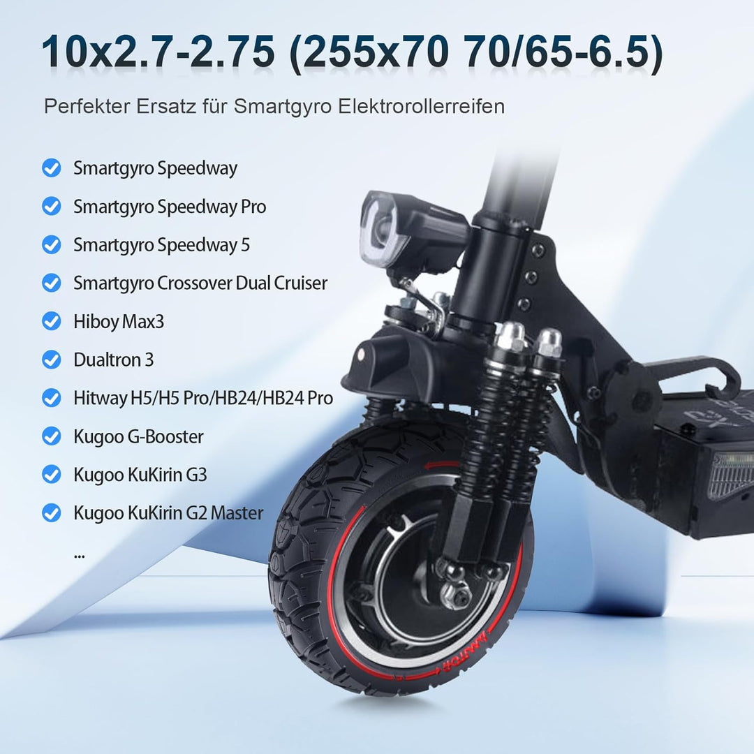 10x2,7-2,75 Vollgummireifen 10 Zoll Solide Reifen 70/65-6,5 Ersatzreifen für Hitway H5/HB24/Hiboy/Sm