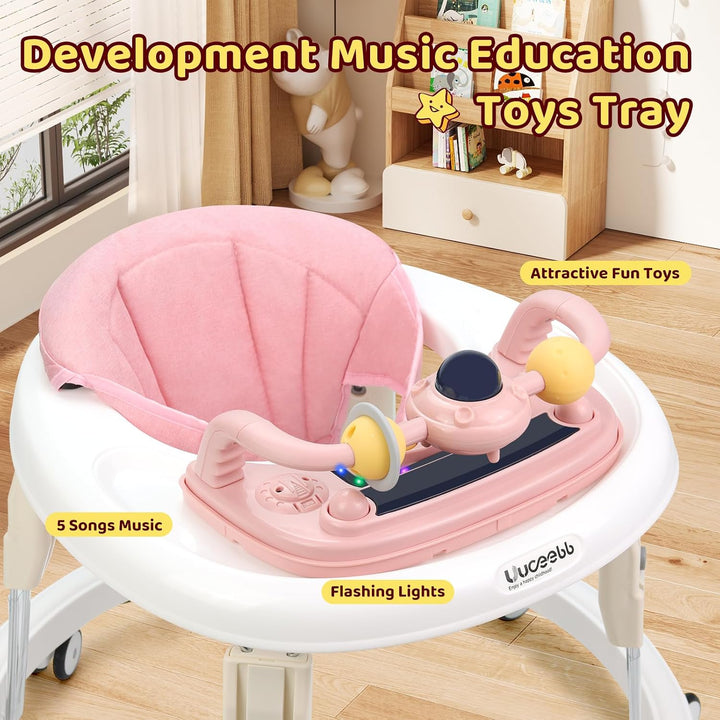 Baby Lauflernhilfe, One-Touch Folding Baby Walker, Lauflernwagen Anti-Roll 8-Rad-Rundfahrwerk, 7-Gan