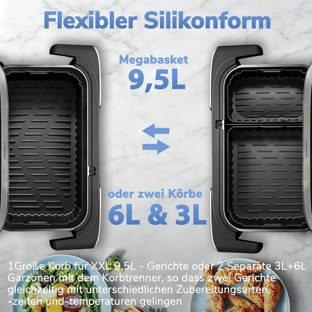 Heissluftfritteuse Zubehör für Philips Airfryer 5000 Series Megabasket 9,5L | 3Pcs Silikonform Zubeh