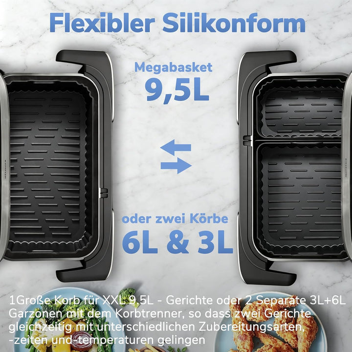 Heissluftfritteuse Zubehör für Philips Airfryer 5000 Series Megabasket 9,5L | 3Pcs Silikonform Zubeh