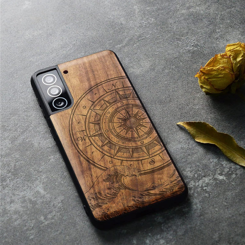 Carveit Holz HandyHolz Handyhülle für Galaxy S22 Plus Cover [Einzigartiges Design Case] Stossstange