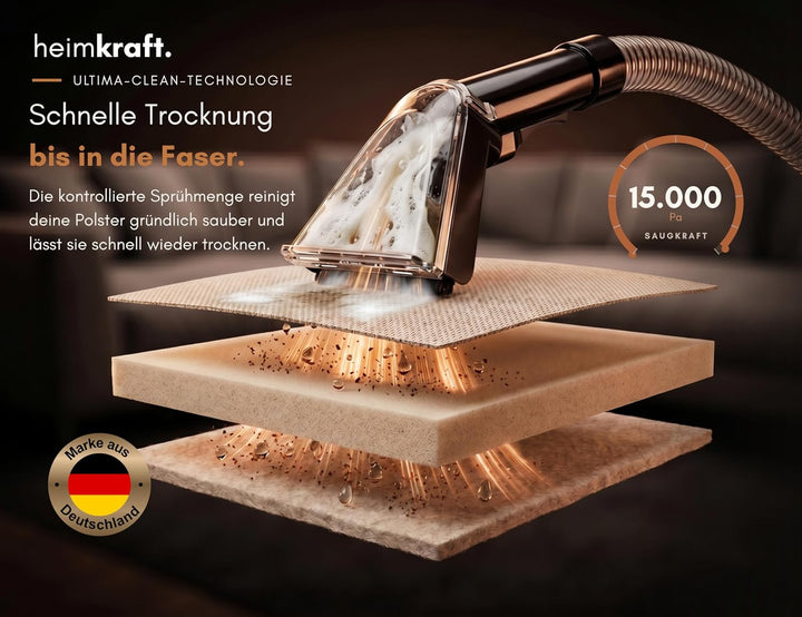 Nasssauger Waschsauger Polsterreiniger Gerät – Polstersauger [Sprühkontrolle] 15.000 Pa Sprühextrakt