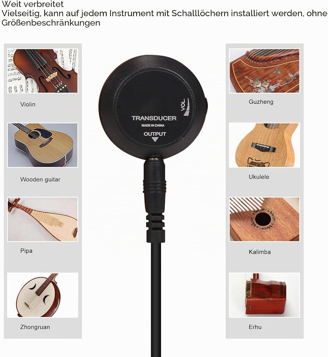Mini-Piezo-Tonabnehmer, Mikrofon-Wandler-Tonabnehmer, Selbstklebender Piezo-Tonabnehmer für Akustikg