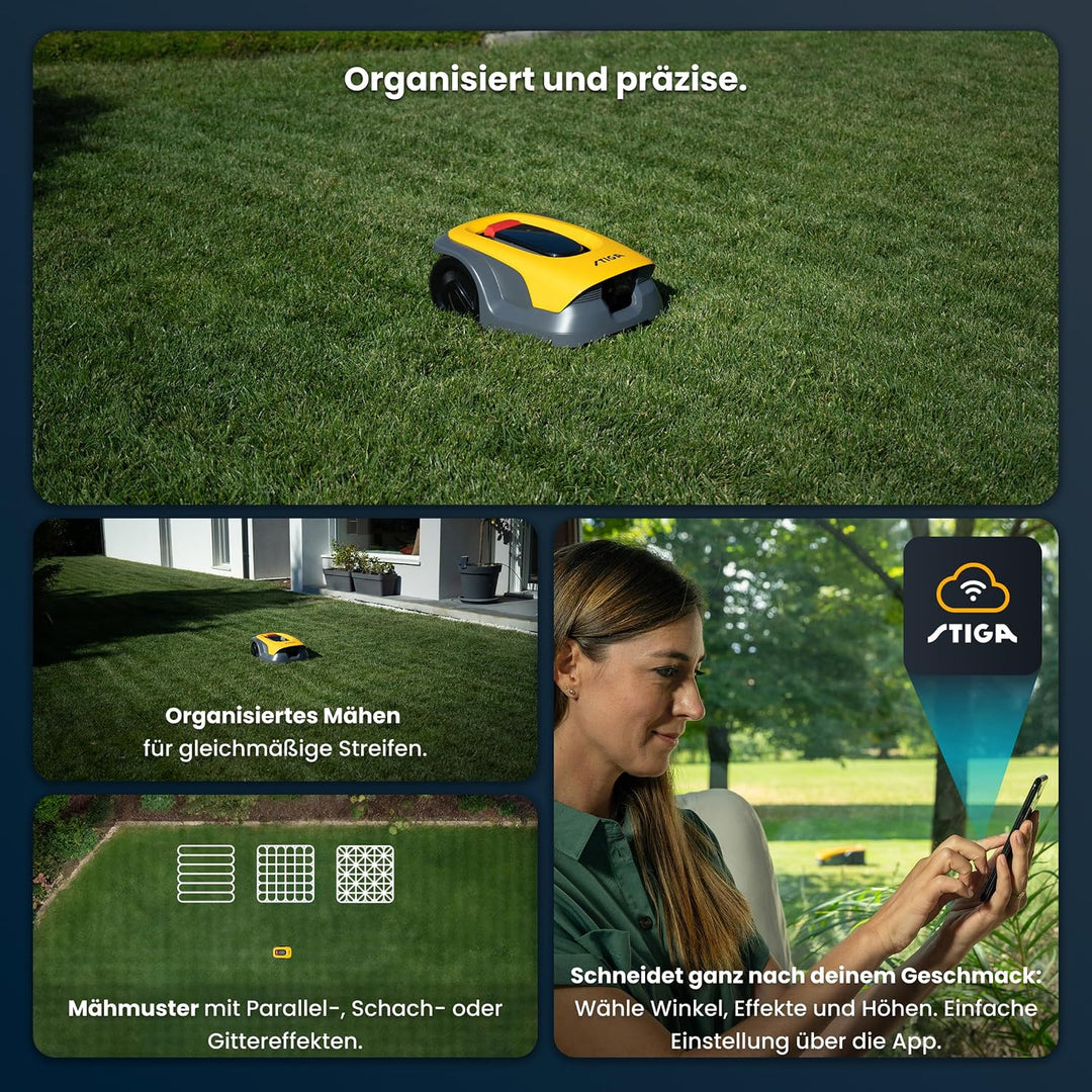 STIGA A 25v a Rasenmähroboter, 25,2 V, 18 cm – KI-integrierte Kamera, App-Steuerung, Anpassbare Mähm