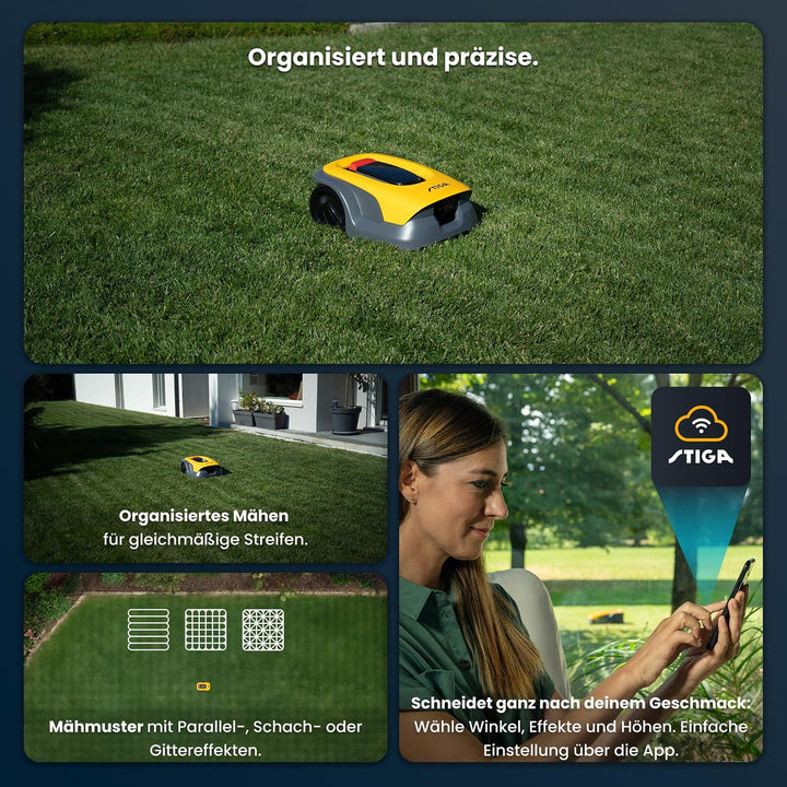 STIGA A 25v a Rasenmähroboter, 25,2 V, 18 cm – KI-integrierte Kamera, App-Steuerung, Anpassbare Mähm