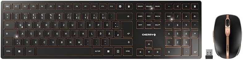 CHERRY DW 9100 SLIM, Kabelloses Tastatur- und Maus-Set, Deutsches Layout (QWERTZ), Bluetooth &amp; 2,4 G