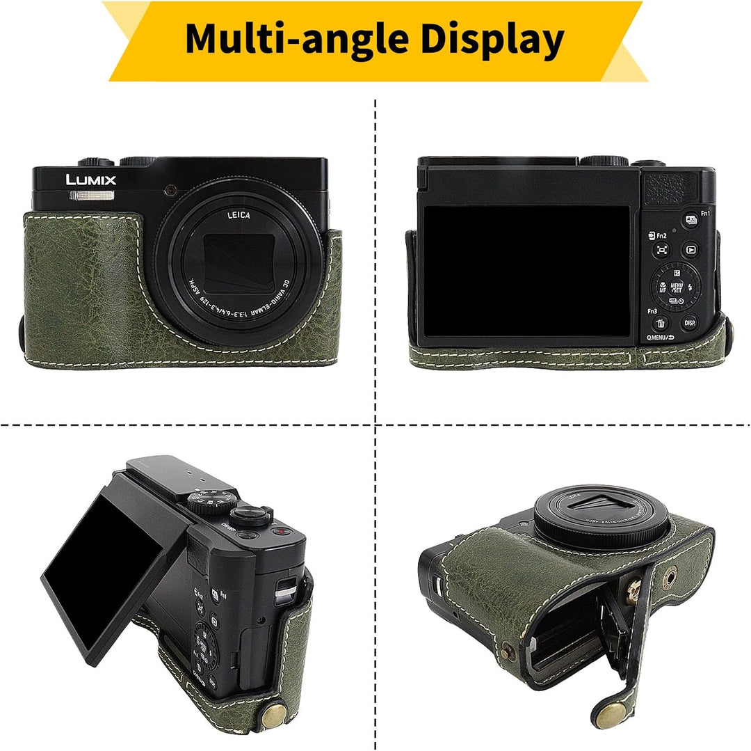 Rieibi ZS99 Kameratasche, PU Leder Kameratasche für Panasonic Lumix DC-ZS99 Digitalkamera, abnehmbar