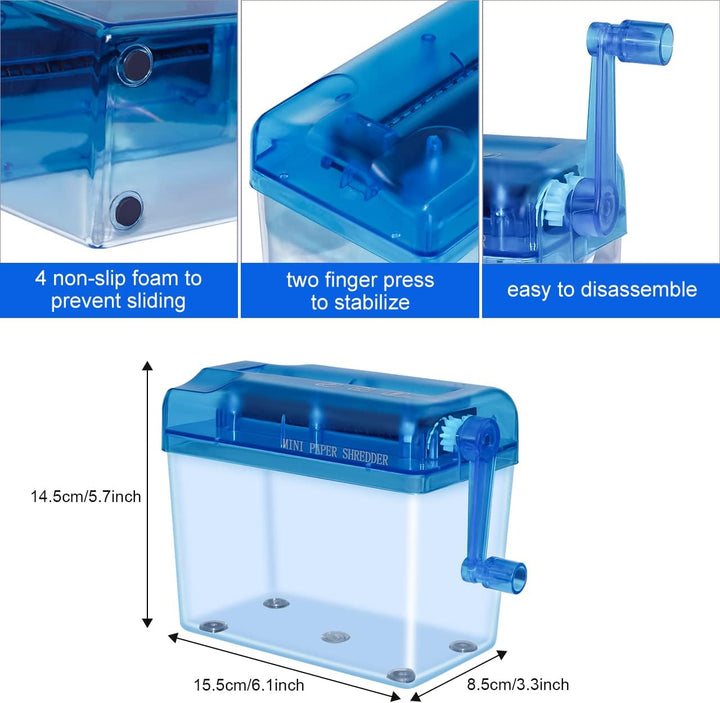 JIKIOU Mini Hand Shredder Portable Paper Shredder Manual Shredder Documents Paper Cutting Tool Home